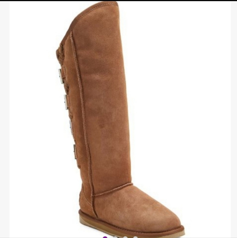 Australia Luxe Collective Spartan Tall Suede Shearling Moto Gladiator Boot #471 - Picture 6 of 6